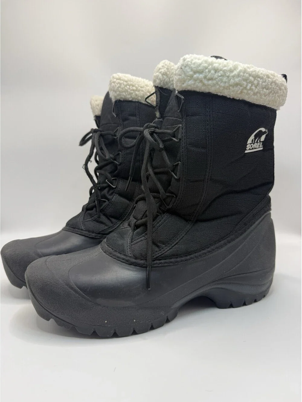 SOREL Cumberland Winter Snow Boots Womens 7.5 Black Waterproof Faux Fur Lining